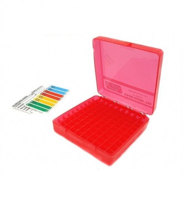 Scatola MTM in plastica rossa 100 colpi porta munizioni calibro 9 mm