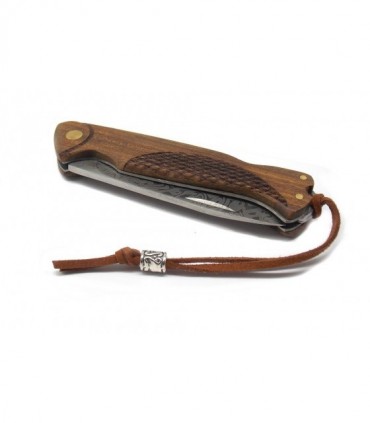 Coltello western Delfiero manico legno e lama damascata