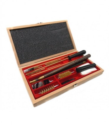 Completo pulizia tris in scatola legno per fucile carabina pistola