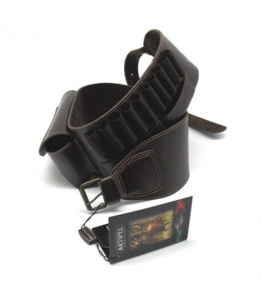 Cartuccera Artipel in pelle con tasca per carabina