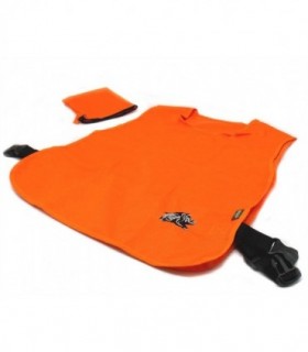 Corpetto casacca in tessuto arancione alta visibilita per cinghialai