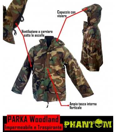 Giubbotto PARKA impermeabile e traspirante per uso militare Esercito o all'aperto