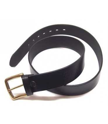 1C00 - Leather belt, solid brass buckle, h 4 cm