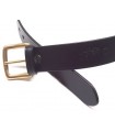 1C00 - Leather belt, solid brass buckle, h 4 cm
