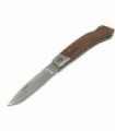 Coltello con blocco lama e manico in legno scuro