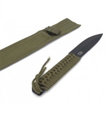 Coltello lama fissa uso caccia con manico rivestito in corda