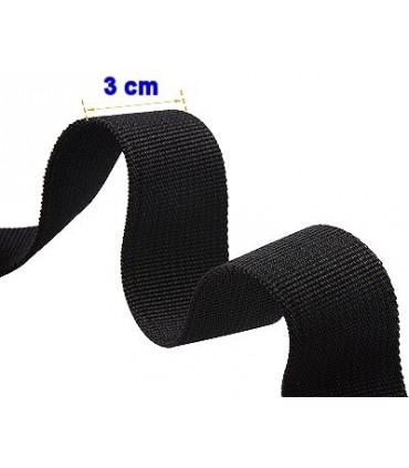 Nastro per cintura in canapa nero da 3 cm