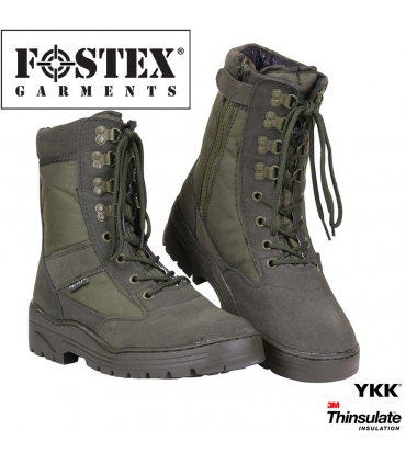 Anfibi militari fostex con zip cerniera laterale Colore VERDE Sicurezza Vigilanza Forze dell'ordine