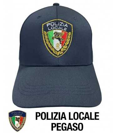 Nuovo cappello in cotone tipo baseball POLIZIA LOCALE con ricamo logo PEGASO berrettino