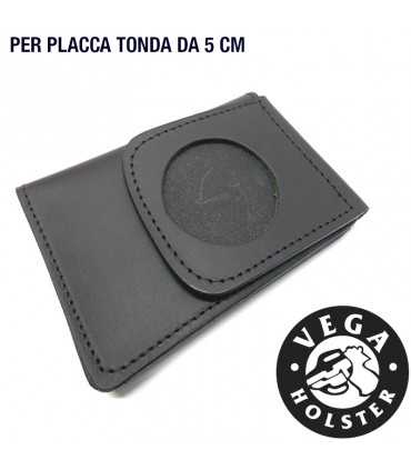 Portafoglio portaplacca tondo vuoto per placca tonda da cm 5 Vega Holster