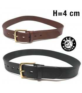 1C00 - Cintura in cuoio ingrassato con fibbia in ottone altezza 4 cm Nero o Marrone