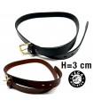 1C01 - Cintura in cuoio ingrassato con fibbia in ottone altezza 3 cm Nero o Marrone
