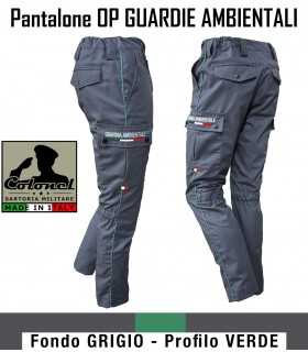 Pantalone operativo Grigio con profili Verdi Guardie Ambientali Zoofile Ecozoofile Pantaloni operativi mimetici