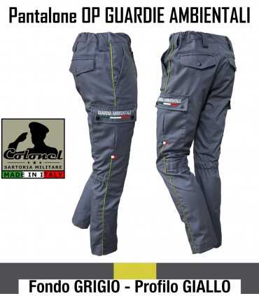 Pantalone operativo Grigio con profili Gialli Guardie Ambientali Zoofile Ecozoofile Pantaloni operativi mimetici