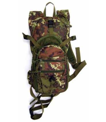 Zaino nylon vegetato italiano militare caccia tempo libero con tasca porta camelback