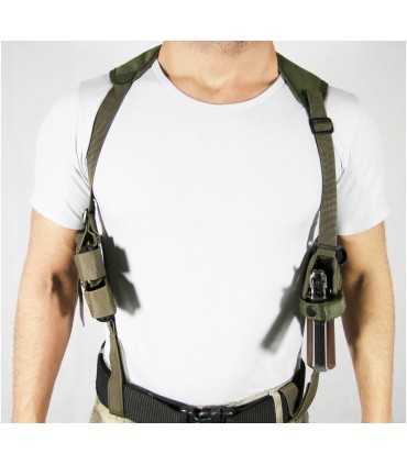 Fondina Ascellare in Cordura per Pistola con 2 due porta caricatori Sicurezza GPG Vigilanza Militare Softair