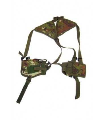 Fondina Ascellare in Cordura per Pistola con 2 due porta caricatori Sicurezza GPG Vigilanza Militare Softair