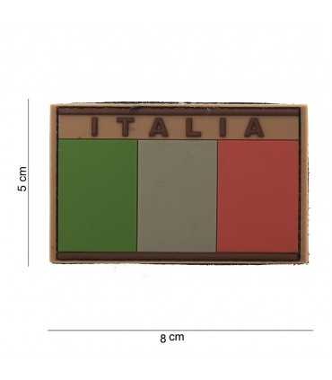 Patch Italia 3D su fondo Nero con bandiera italiana e scritta ITALIA PVC con Velcro