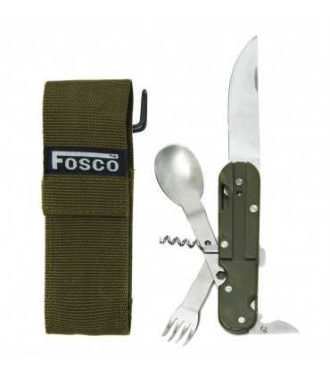 Set di POSATE PIEGHEVOLI forchetta coltello cucchiaio Verde o Nero da viaggio 5 in 1