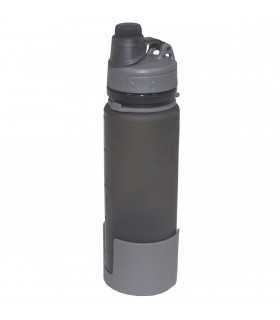 Bottle, foldable, grey, silicone, 0,5 l, BPA free