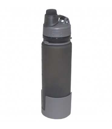 Bottle, foldable, grey, silicone, 0,5 l, BPA free