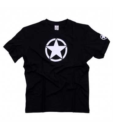 Maglietta a manica corta T-Shirt Nera o Verde con stella militare 100% Cotone