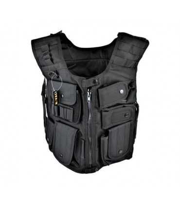 Gilet Corpetto Tattico con fondina NERO Ordinanza Sicurezza Vigilanza Giubbetto