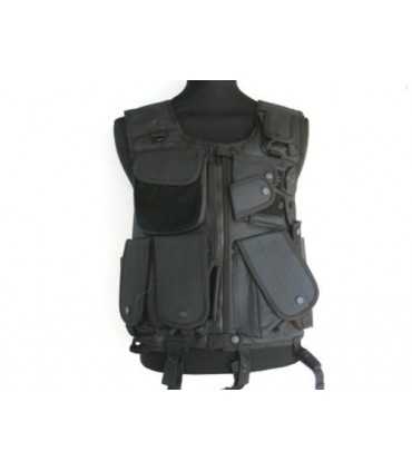 Black cordura tactical vest with holster
