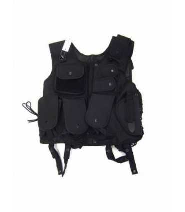 Black cordura tactical vest with holster