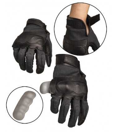 BLACK LEATHER/ARAMIDE TACTICAL GLOVES
