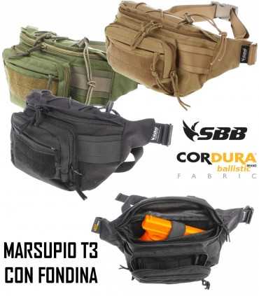 Marsupio T3 con supporto per arma fondina interna porta pistola occultamento SBB