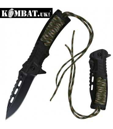 COLTELLO tascabile MILITARE KOMBAT UK KNIFE con manico paracord survival caccia