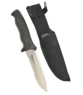 HUNTING KNIFE POLISHED W. RUBBER HANDLE