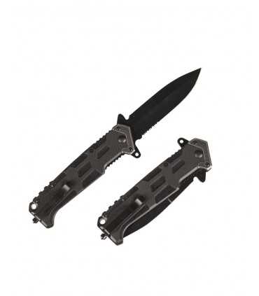 Coltello Tascabile POLICE Assault Assalto Lama Nera Acciaio INOX 440 MANICO G10