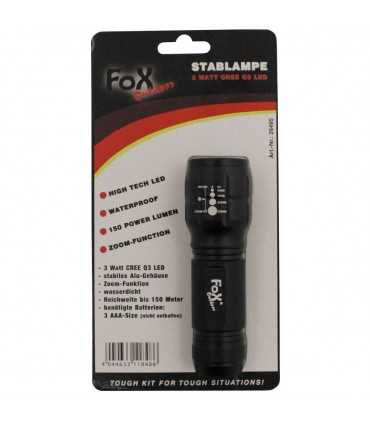 Torcia a LED 3 Watt FOX Outdoor Compatta Impermeabile Zoom e Focus range 150 mt