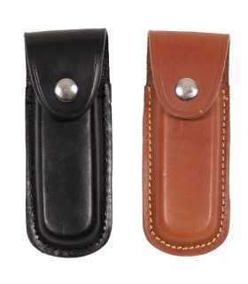 Porta coltello fodero in pelle cuoio NERO o MARRONE per coltelli fino 13 cm da cintura