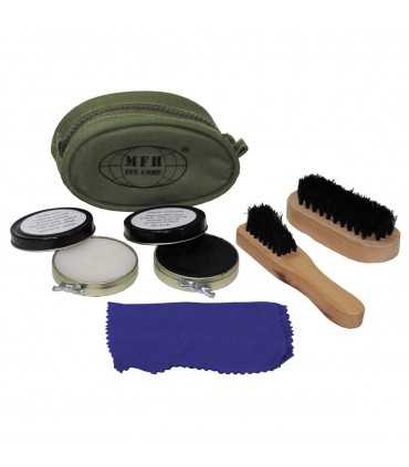 Kit lucido pulizia scarpe e anfibi neri colorati completo spazzole colorate nere