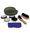 Shoe Polish Set, OD green, 2 brushes, 2 shoe polish