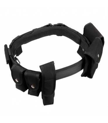 Cinturone Militare DELUXE nero COMPLETO di Accessori Polizia Vigilanza Sicurezza