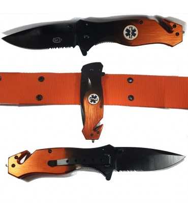 Coltello tascabile da cintura soccorso 118 croce rossa esculapio INOX rompivetro