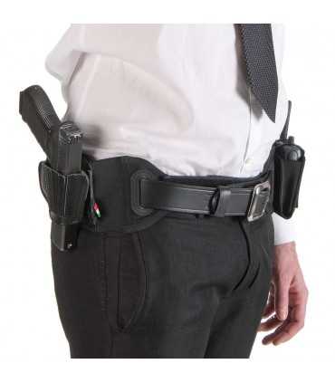 5142 - Fascia elastica Radar sottocamicia o giacca con fondina in pelle per pistola caricatori e distintivo, occultamento arma