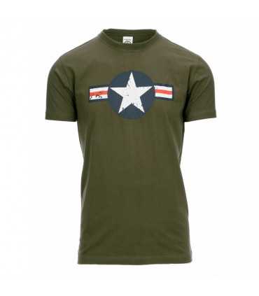 Maglietta a manica corta T-Shirt Nera o Verde con stella WW II con vecchio logo USAF militare 100% Cotone