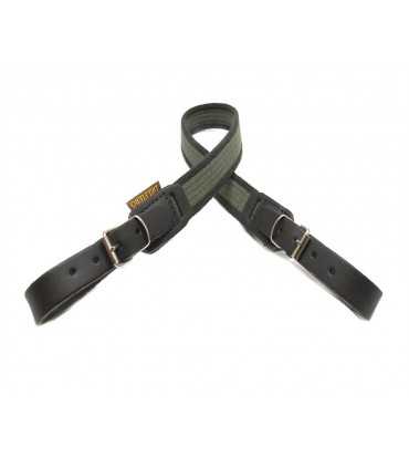 LEATHER-FINISHED RIFLE SLING WITH ELASTIC BACKING