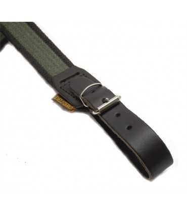 LEATHER-FINISHED RIFLE SLING WITH ELASTIC BACKING