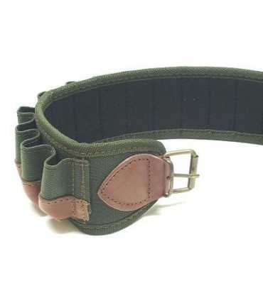 Cartuccera in cordura e cuoio marrone per cartucce calibro 12