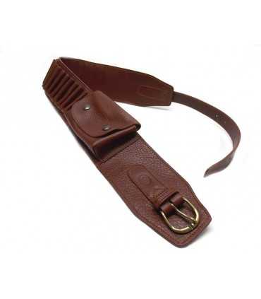 LEATHER CARABINE CARTRIDGE BELT WITH POUCH CALIBER 30.06