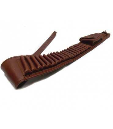 LEATHER CARABINE CARTRIDGE BELT WITH POUCH CALIBER 30.06