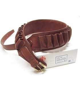 DELFIERO BROWN LINED LEATHER CARTRIDGE BELT