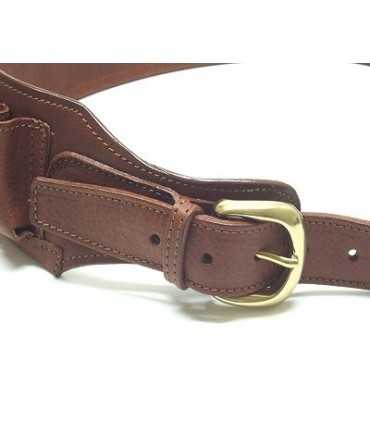 Cartuccera in pelle foderata colore marrone Delfiero con 25 celle per calibro 12