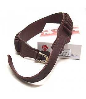 DELFIERO DARK BROWN LINED LEATHER CARTRIDGE BELT